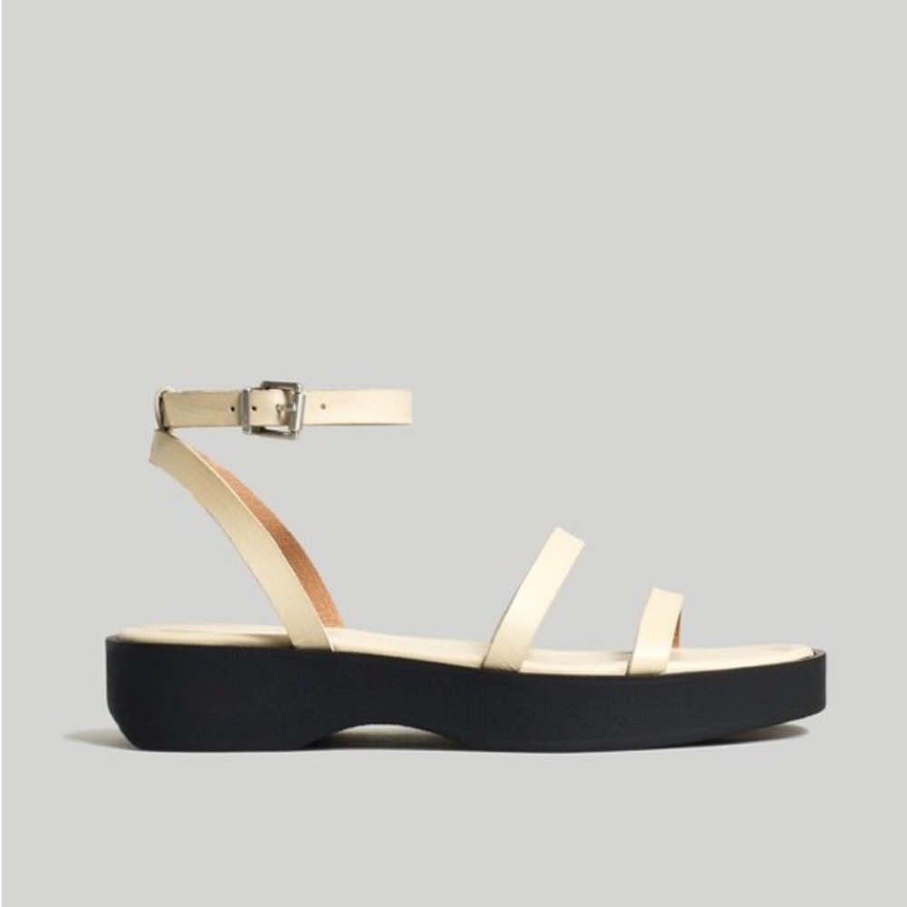 Madewell The Double-Strap Platform Leather Sandal in Summer Dune Womens Size 10